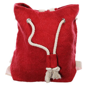 BAG ACCESSORY LINEN WOVEN DRAWSTRING BACKPACK RED
